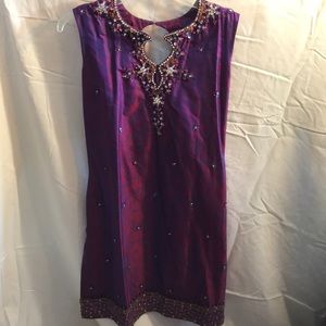 Beautifully beaded silk tunic top